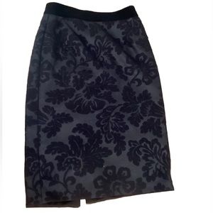NEW Les Copains Black Pencil Skirt Silk Paisley Floral